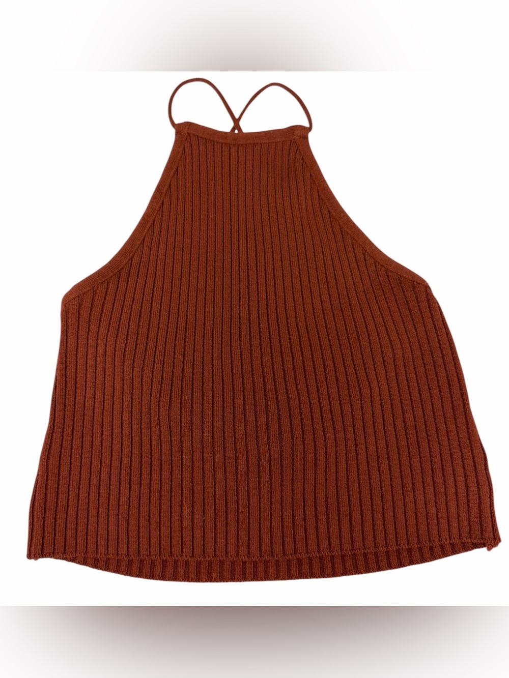 Windsor Knit Burnt Orange Lace Back Crop Top